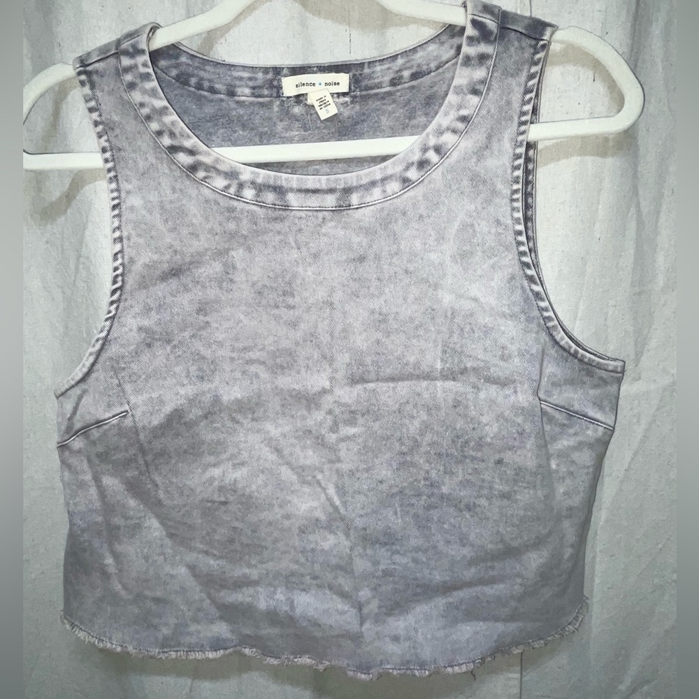 Grey denim crop top